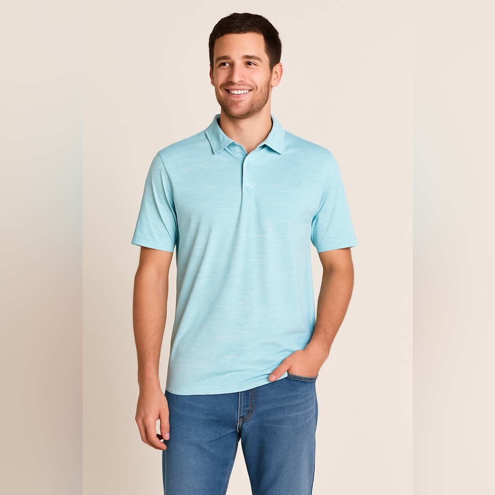 C9 by Champion Men's Polo Amazing Aqua Activewear Moisture Wicking Casual Top